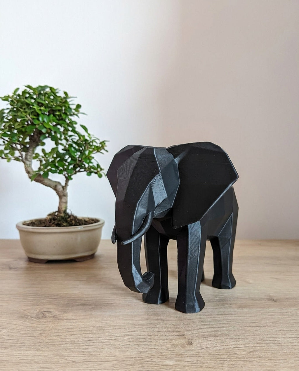 Scultura Elefante Low Poly Blu Navy
