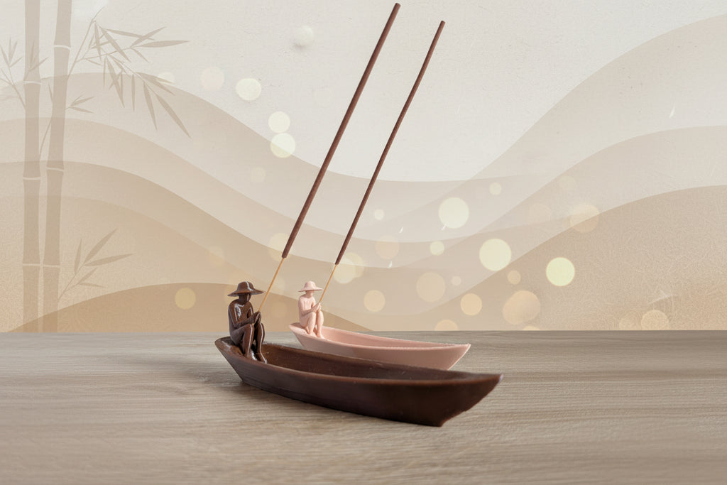 Kit 2 Porta Incenso Barca Zen – Decorazione Artigianale Made in Italy