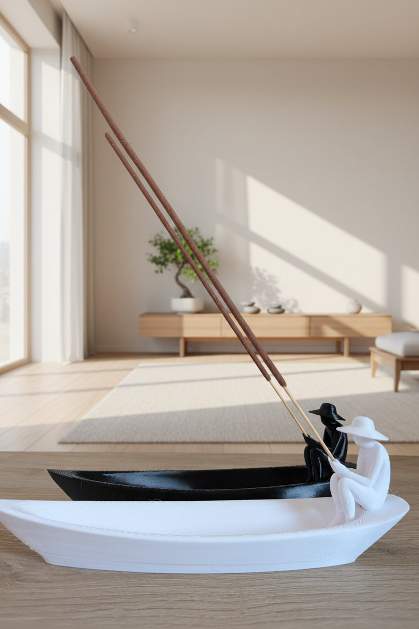 Kit 2 Porta Incenso Barca Zen – Decorazione Artigianale Made in Italy