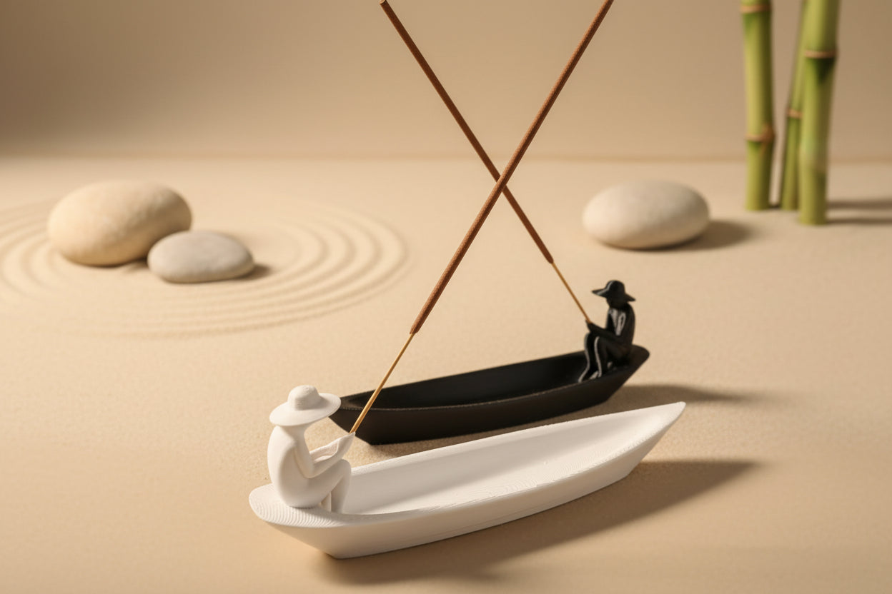 Kit 2 Porta Incenso Barca Zen – Decorazione Artigianale Made in Italy