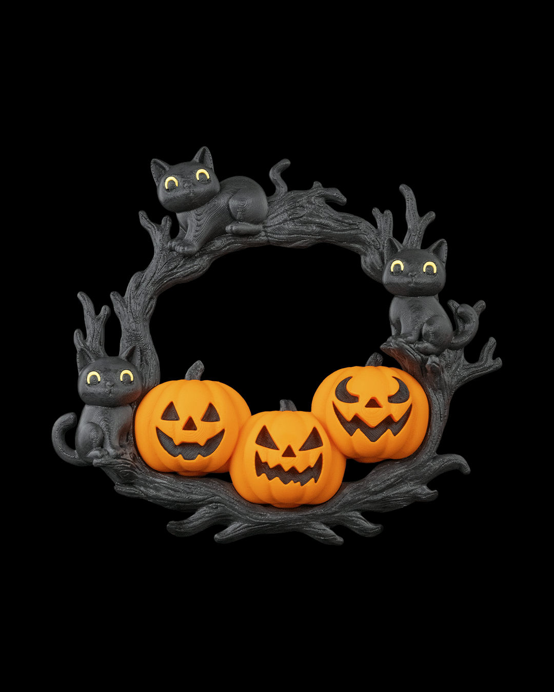 Ghirlanda zucca e gatti – Decorazione festiva di Halloween
