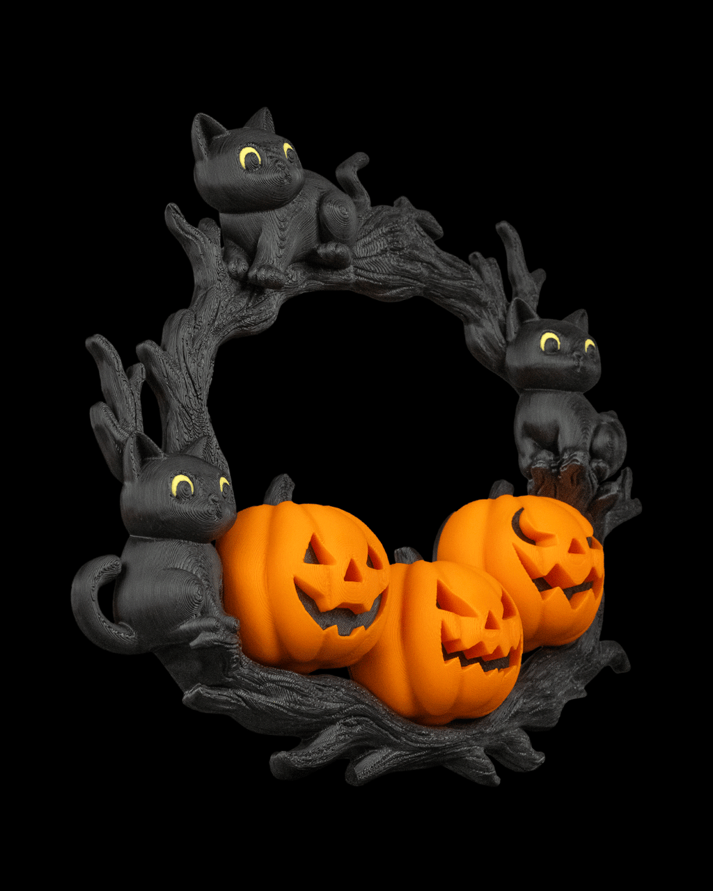 Ghirlanda zucca e gatti – Decorazione festiva di Halloween