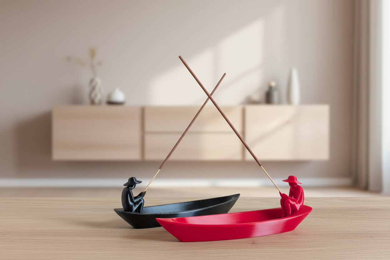 Kit 2 Porta Incenso Barca Zen – Decorazione Artigianale Made in Italy