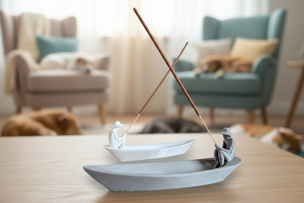 Kit 2 Porta Incenso Barca Zen – Decorazione Artigianale Made in Italy